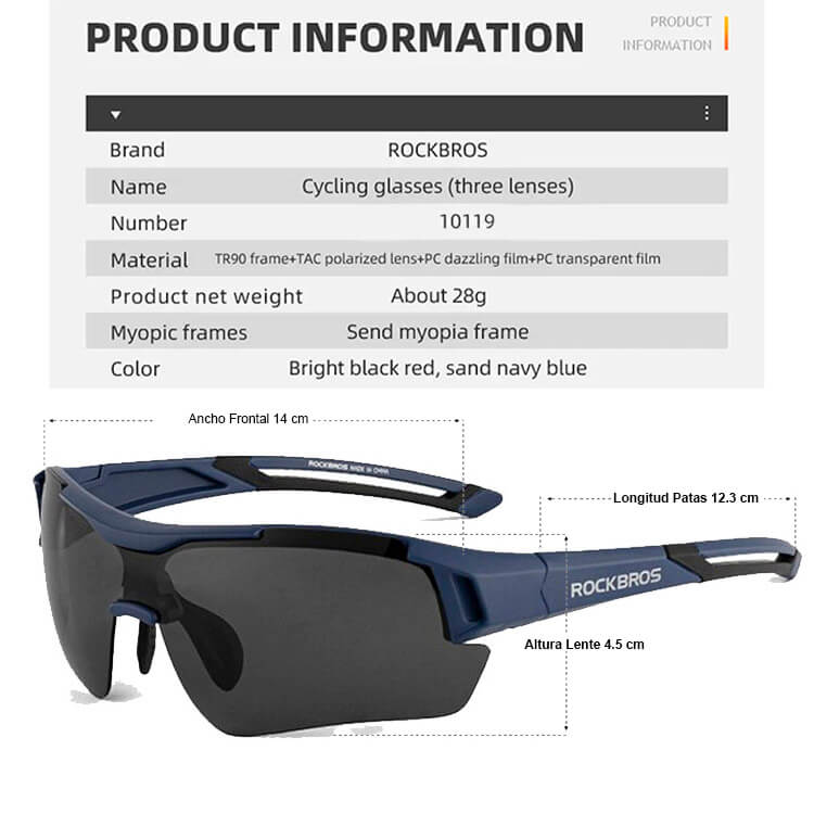 Gafas Rockbros Ciclismo 3 Lentes